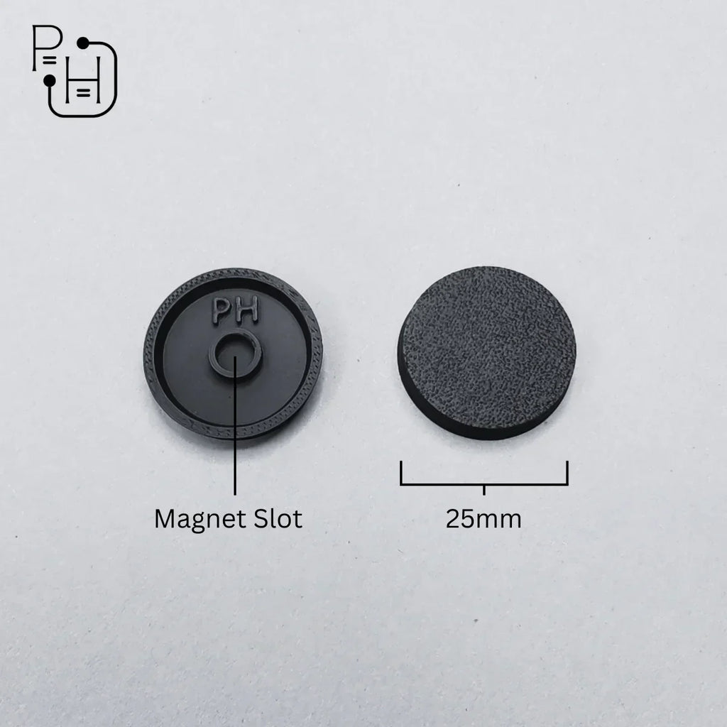 25mm wargaming base with magnet slot, textured surface for hobby miniatures