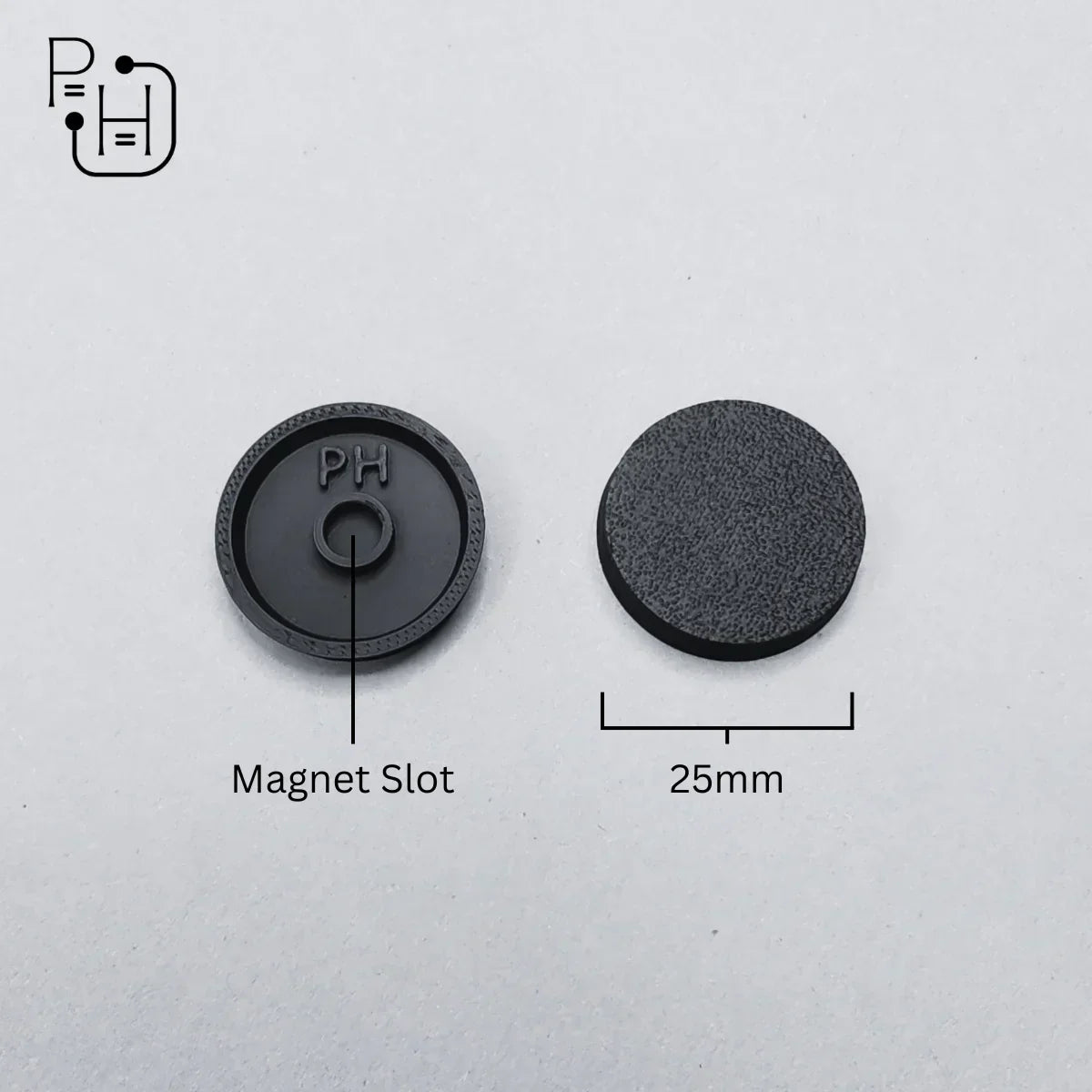 25mm wargaming base with magnet slot, textured surface for hobby miniatures