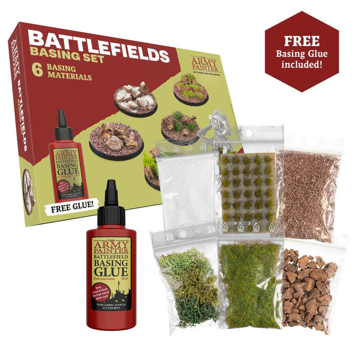 Army Painter Battlefields Basing Set with 6 materials & free glue for wargaming miniatures
