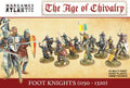 24 multi-part 28mm foot knights miniatures for Age of Chivalry wargaming, 1150–1320