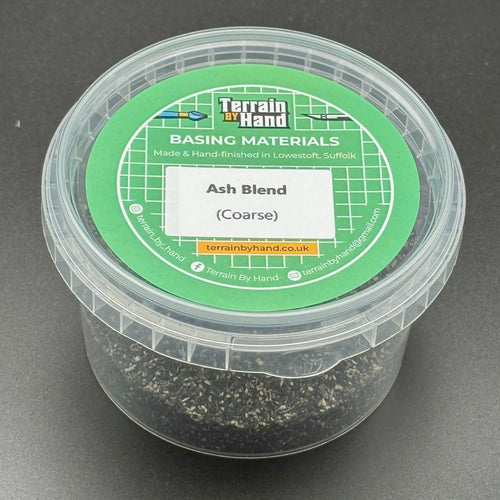 Terrain By Hand Ash Blend Coarse basing materials in a clear plastic container