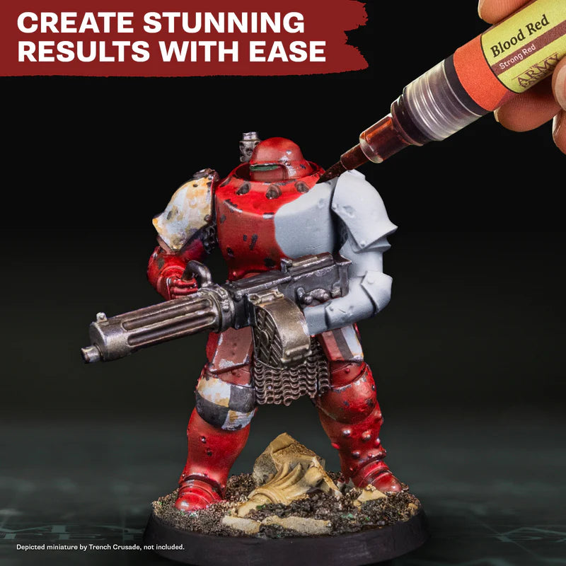 Painting a red armored wargaming miniature with Blood Red paint for stunning hobby results