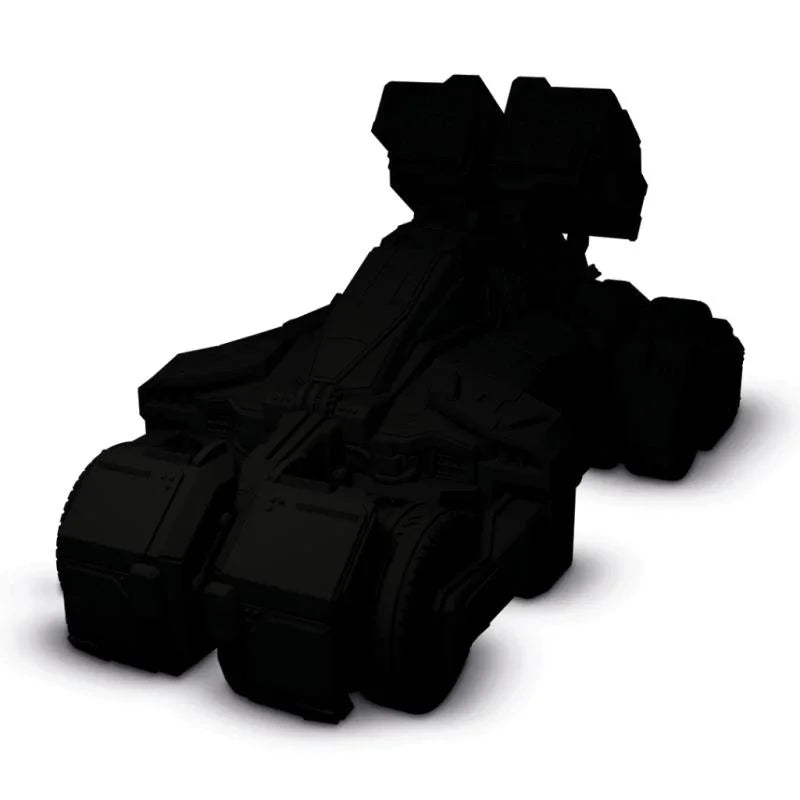 Black armored wargaming vehicle miniature for tabletop battles and hobby collections